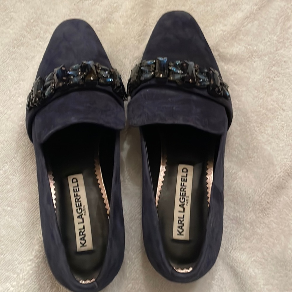 Karl Lagerfeld blue beaded flats